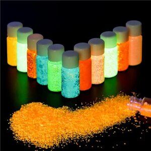 Luminous Glitter Set - 12 Bottles,10g/Bottle Chunky Glitter Powder UV Flashlight